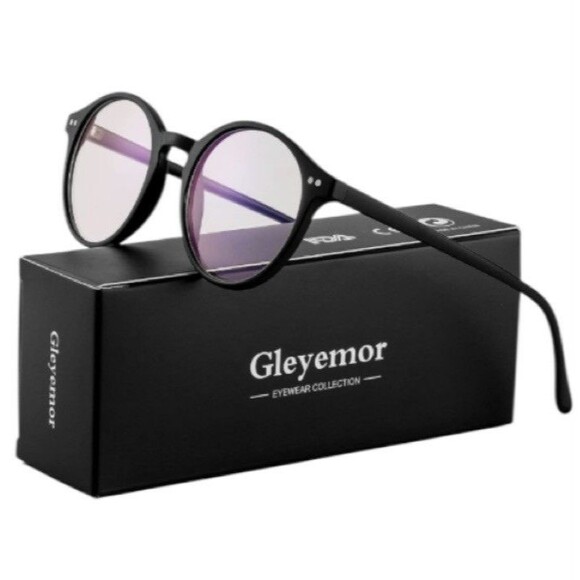 Gleyemor Blue Light Glasses New 2 Pair Unisex Vintage Round Frame Computer - Picture 4 of 5